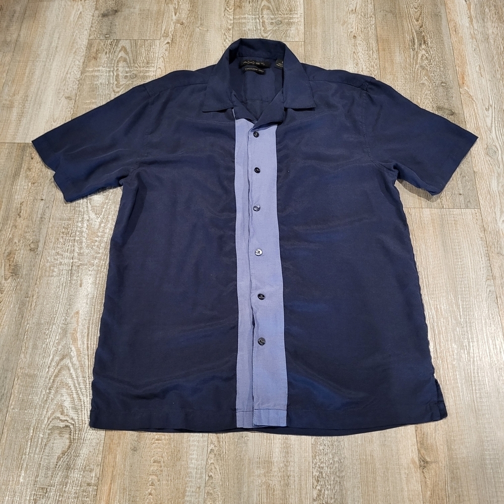 Axist Short Sleeve Washable Silk Button Up Shirt Mens Size Small